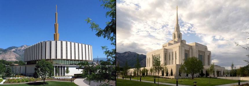The LDS Temple in 1972 and 2014