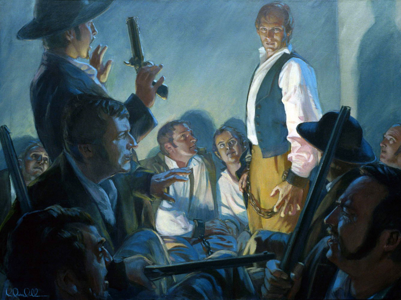 Joseph Rebuking Guards in Richmond Jail, by Rose Datoc Doll